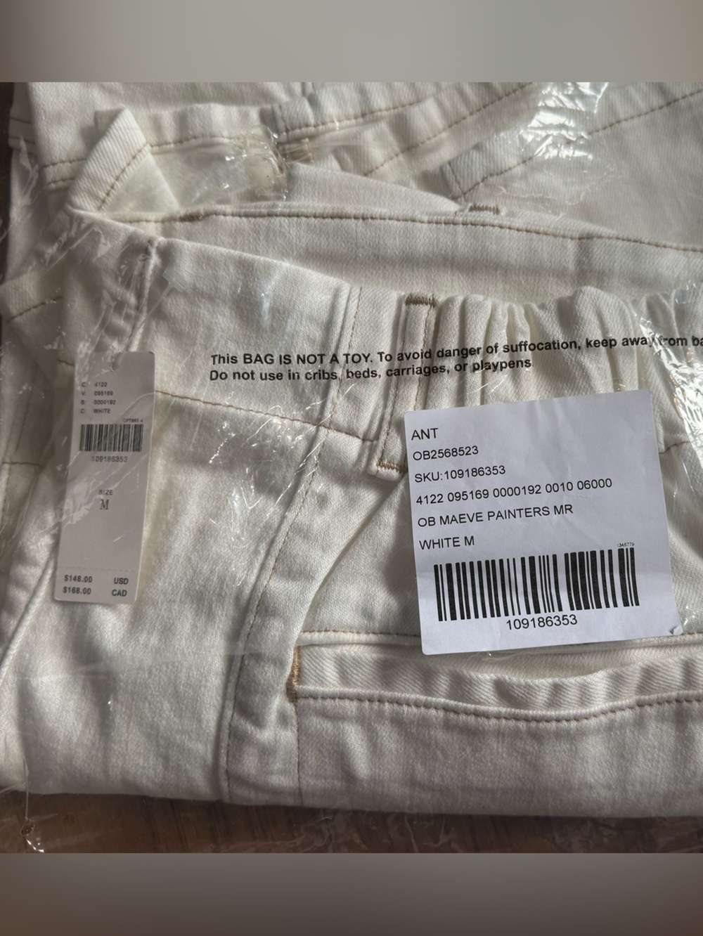 Anthropologie Ivory Wide-Leg Utility Pants - Picture 3 of 3